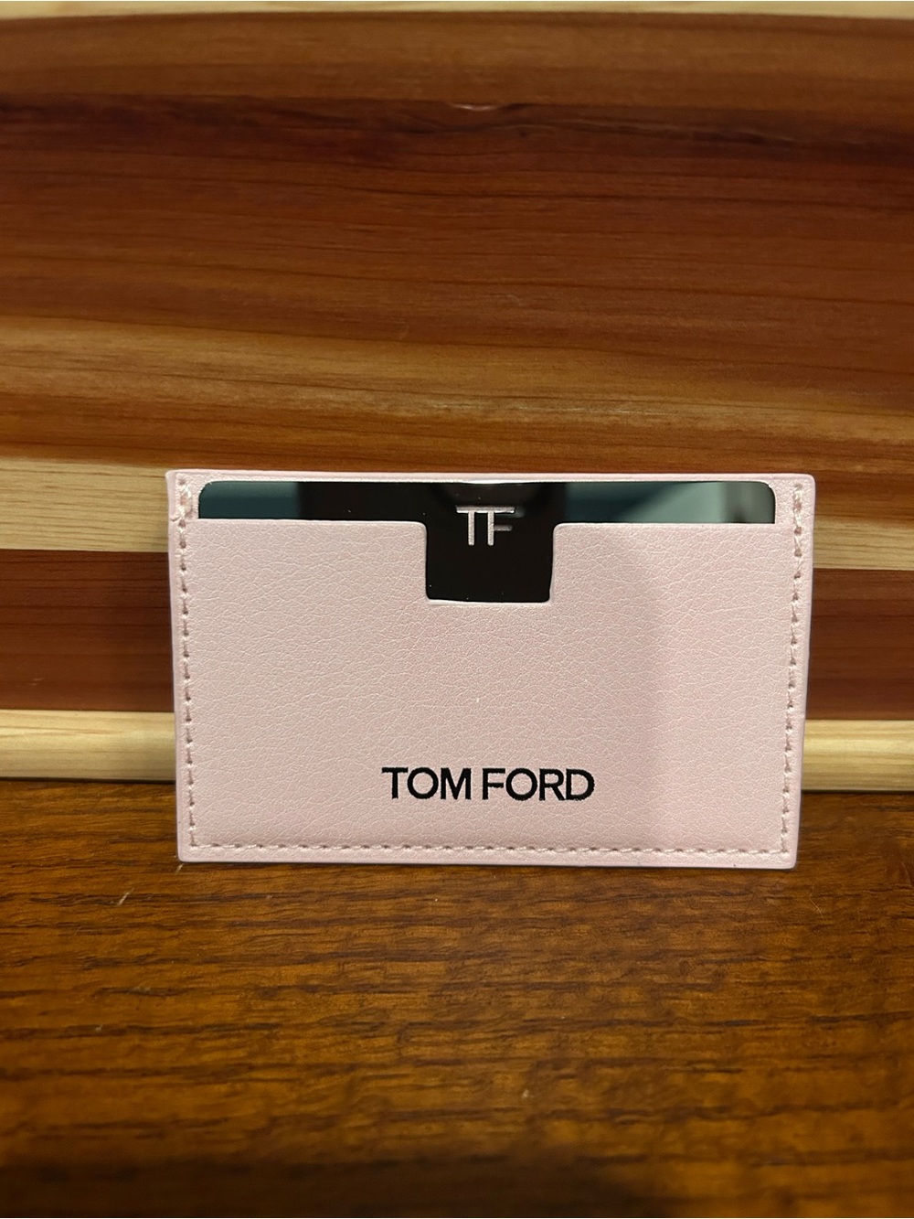 Tom Ford Pale Pink Leather Card Holder with TF Metal Accent